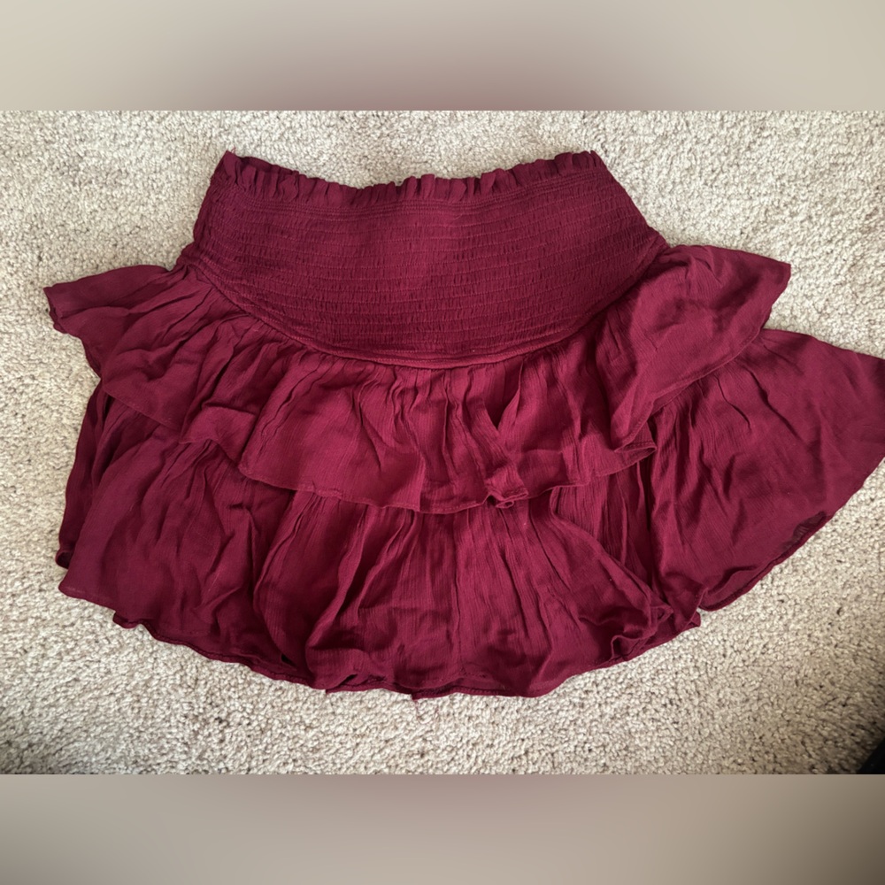 Mustard Seed Deep Red Ruffled Skirt